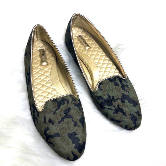 Birdies Shoes - Birdies Camo Gold Slip On Flats Loafers